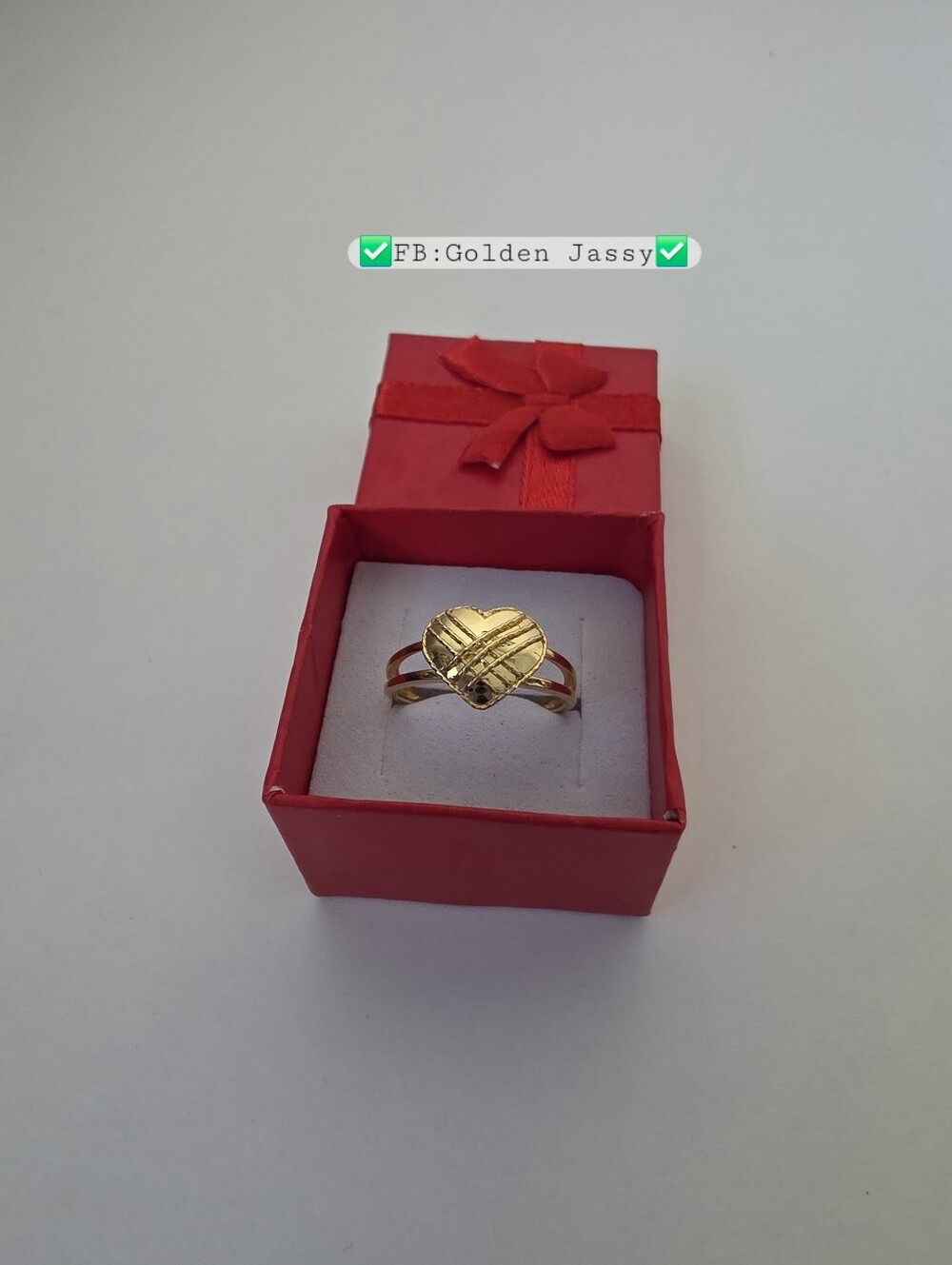 18K Real Gold Heart Ring 6